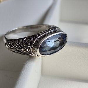 925 Silver Natural Blue Topaz Gemstone Ring